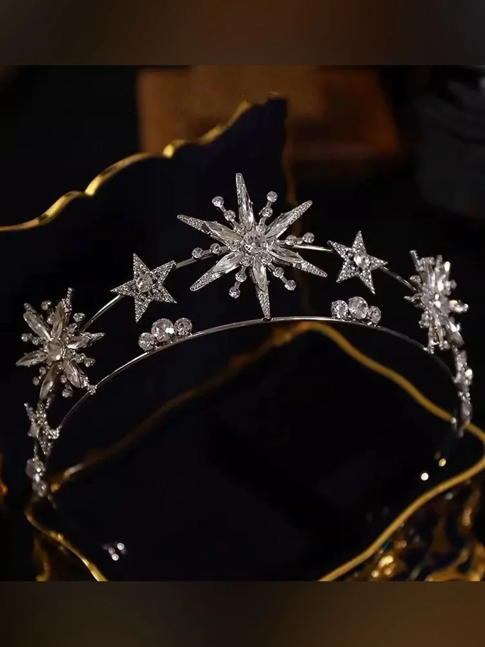 Silver Crystal Starburst Tiara Headband